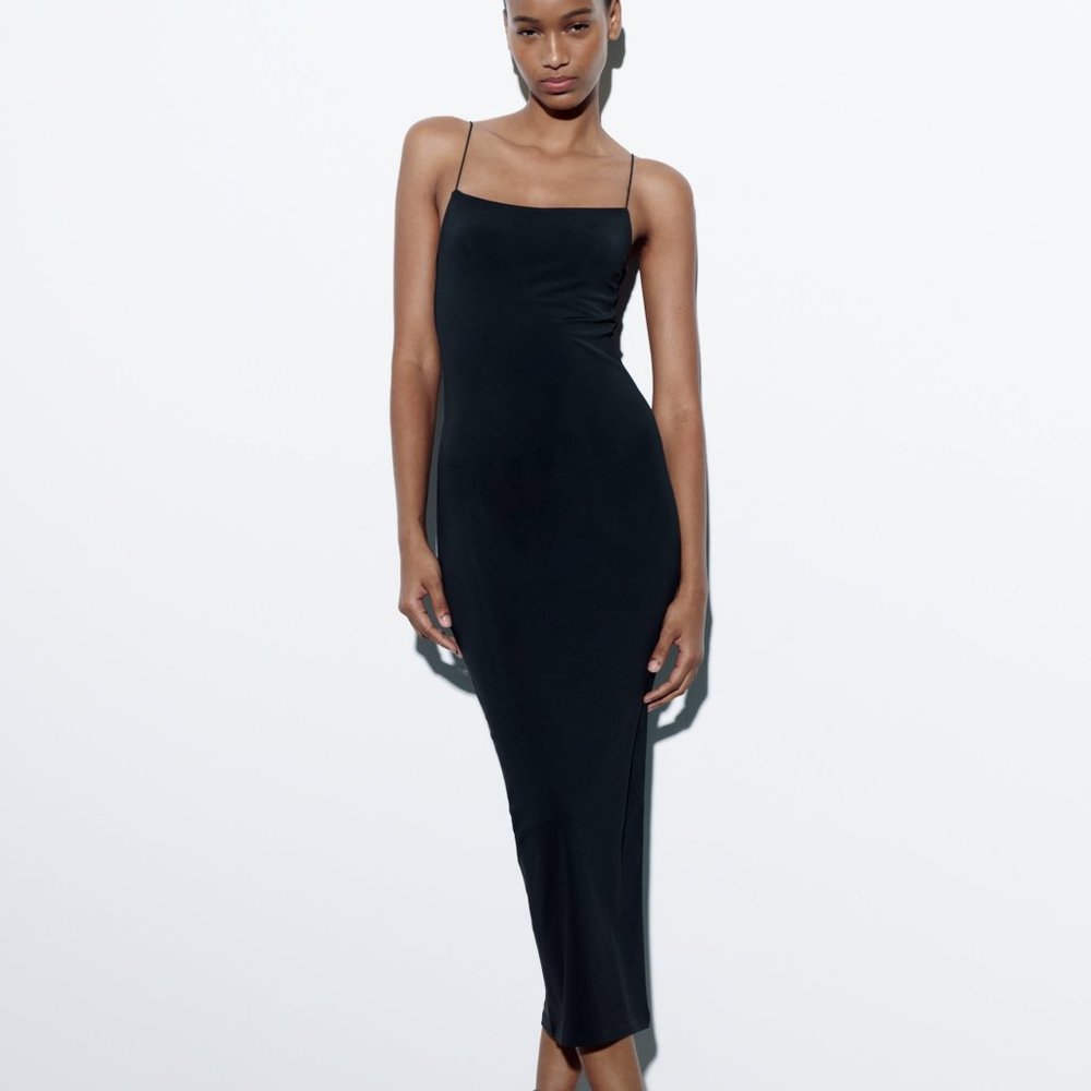 ZARA LONG STRETCHY FITTED DRESS